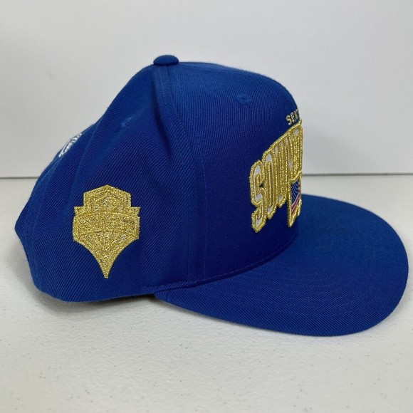 Seattle Sounders FC MLS Soccer Mitchell & Ness Blue Snapback Hat Cap Gold USA - Picture 4 of 7
